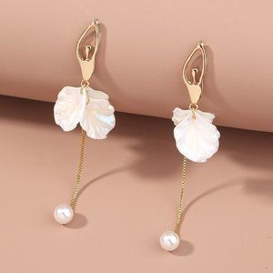 GOLD Pearl Drop Ballet Earrings Fashion Jewelry